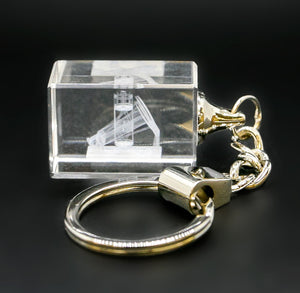Rectangular Laser-Etched Crystal Keychain