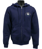 Navy Zippered Hoodie with Embroidered Logo