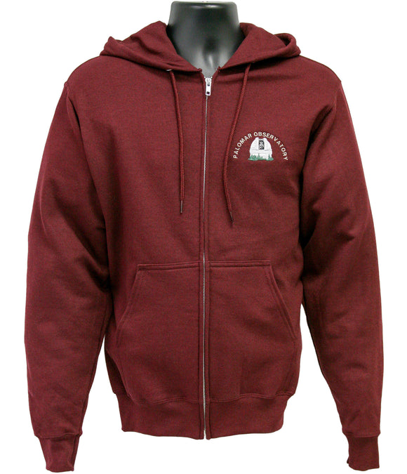 Maroon Zippered Hoodie with Embroidered Logo