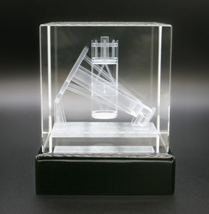 Laser-etched Crystal Hale Telescope Cube